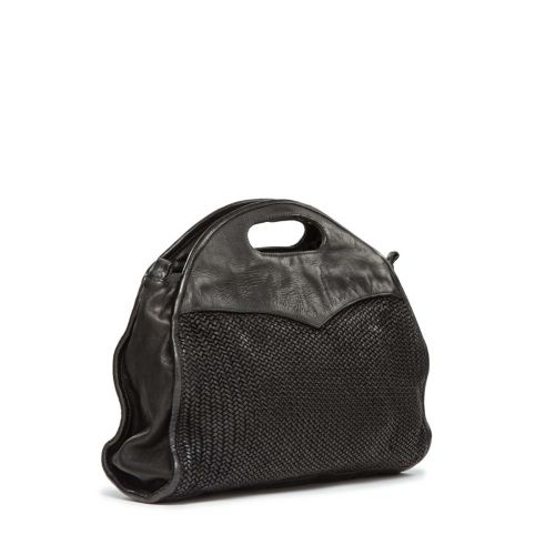 shopper GISELLA MESH in pelle nera 