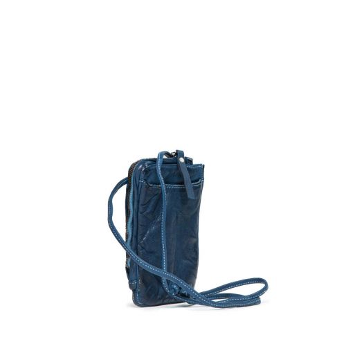 tracolla portacellulare LORIS in pelle blu mare 