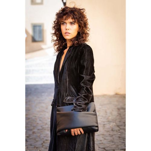 clutch TORA MINI in pelle nera 