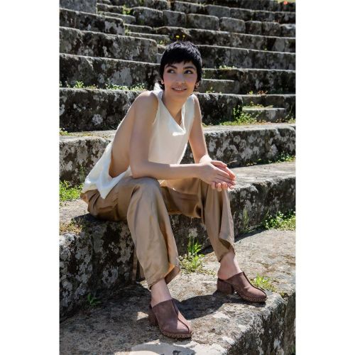 sabot CALLIA in pelle marrone