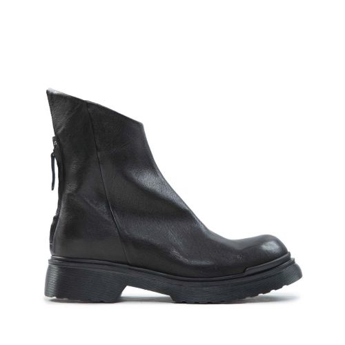 biker asimmetrico in pelle nera 