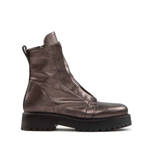 biker KUNI NO LACE in pelle laminata oxyd