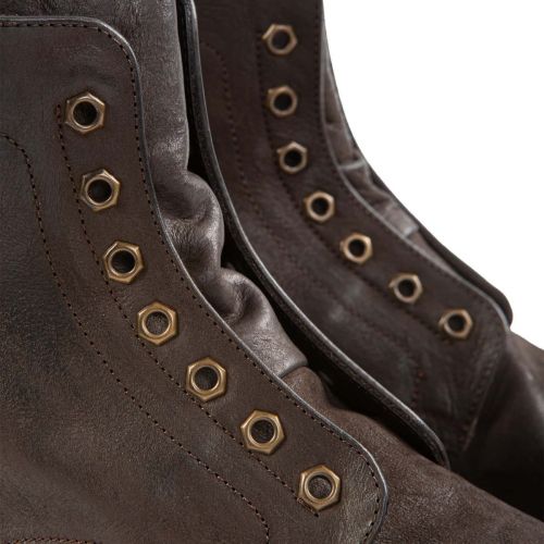 biker occhielli metallo in pelle caffè