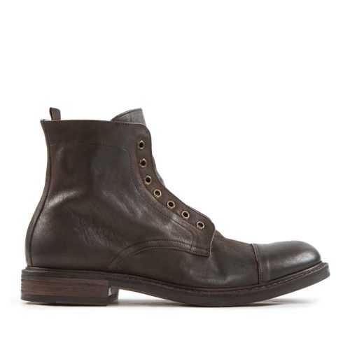 biker occhielli metallo in pelle caffè