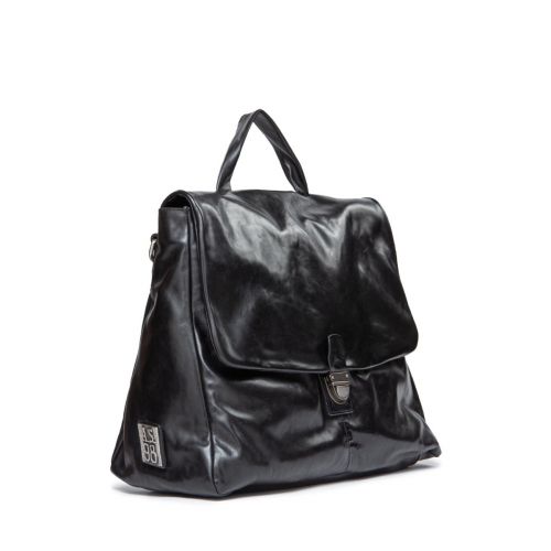 cartella in pelle spazzolata nera