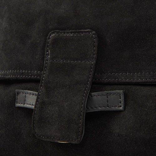 borsa con patta in camoscio nero