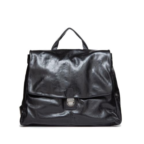 cartella in pelle spazzolata nera