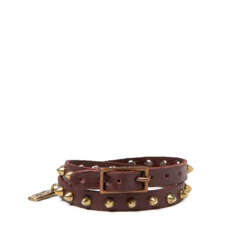 bracciale con borchie in pelle madera