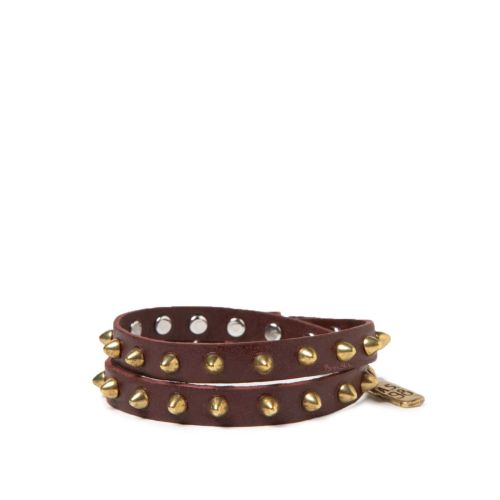 bracciale con borchie in pelle madera