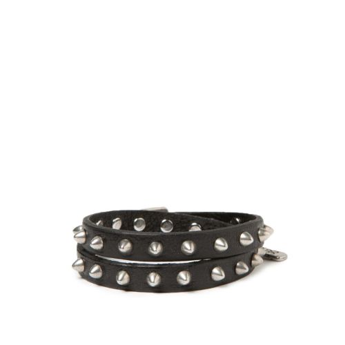bracciale con borchie in pelle nera