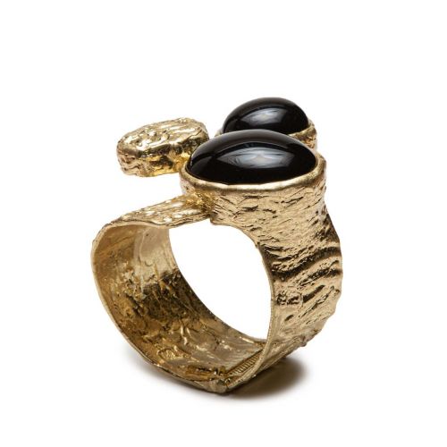 bracciale in ottone e pietre nere