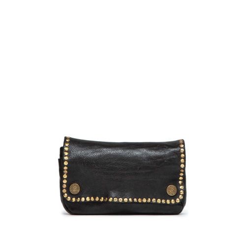 bustino con rivetti in pelle nera 