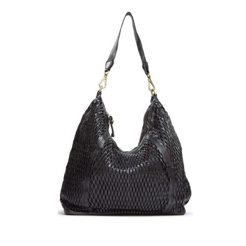 monospalla in pelle laserata nera 