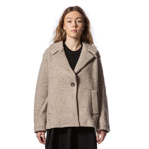 cappotto corto NORA spinato beige 