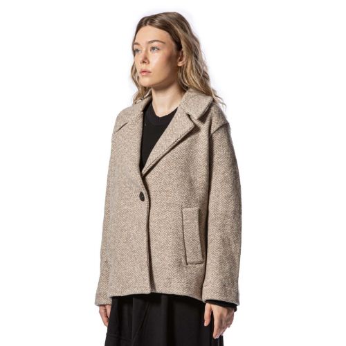 cappotto corto NORA spinato beige 