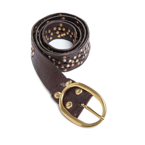 cintura con rivetti in pelle testa di moro 