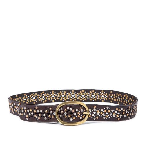 cintura con rivetti in pelle testa di moro 