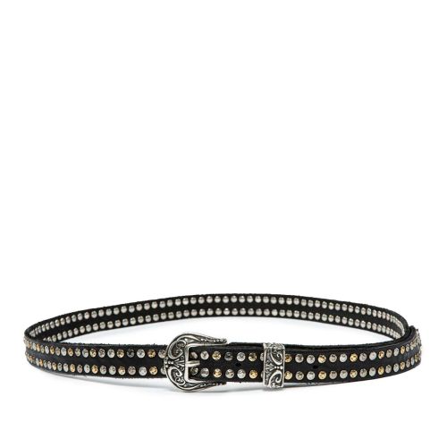 cintura con rivetti in pelle nera 