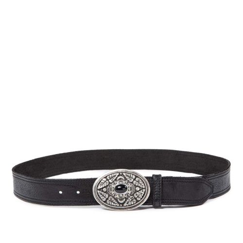 cintura vacchetta in pelle nera