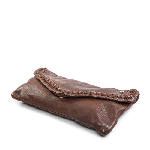 clutch NICOLE nodi in pelle castagna
