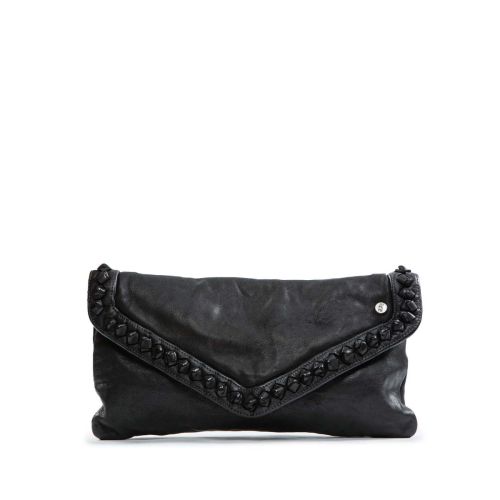 clutch NICOLE nodi in pelle nera