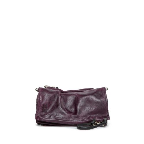 clutch in pelle viola con scomparti 