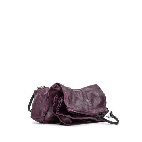 clutch in pelle viola con scomparti 