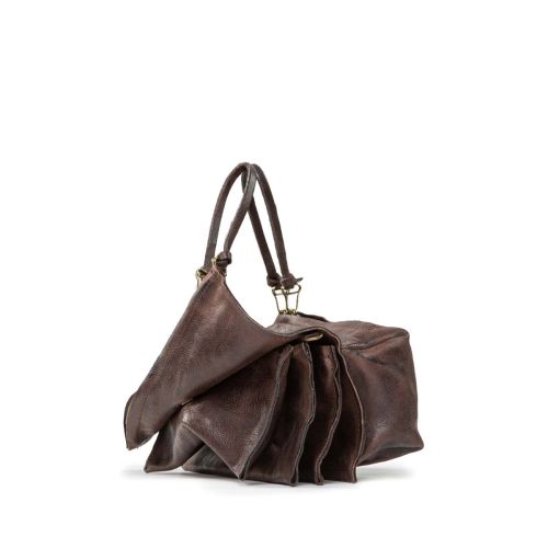 clutch portafogli in pelle marrone