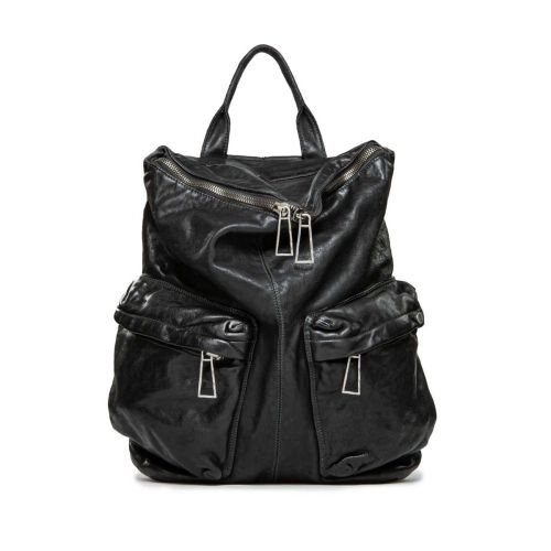 zaino YOSEPH con tasche esterne in pelle nera - esclusiva regione Lazio