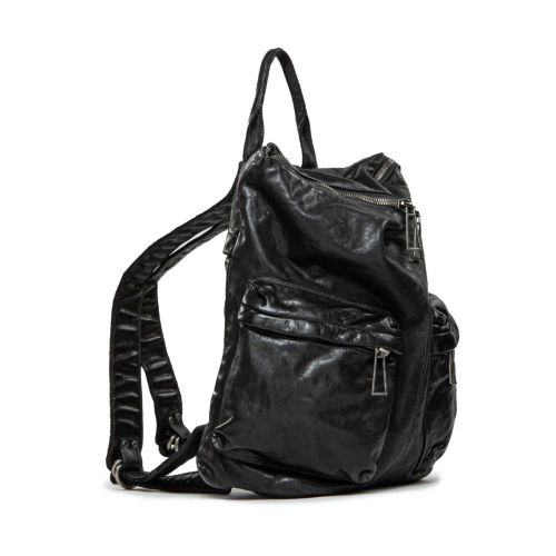 zaino YOSEPH con tasche esterne in pelle nera - esclusiva regione Lazio