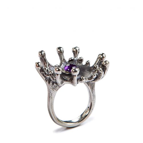 anello SPLASH in argento e ametista naturale