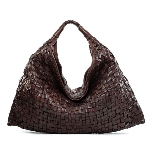 monospalla intreccio in pelle testa di moro