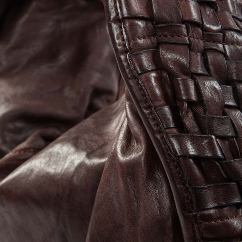 monospalla intreccio in pelle testa di moro