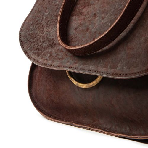 shopper LUNA CROSSBODY in pelle marrone