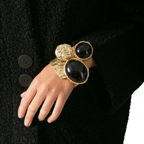 bracciale in ottone e pietre nere