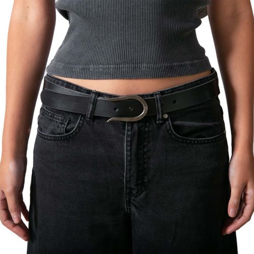 cintura nera a ferro di cavallo argento