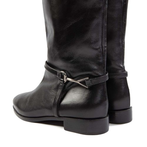 stivali fibbia laterale in pelle nera