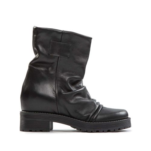 biker arricciato in pelle nera