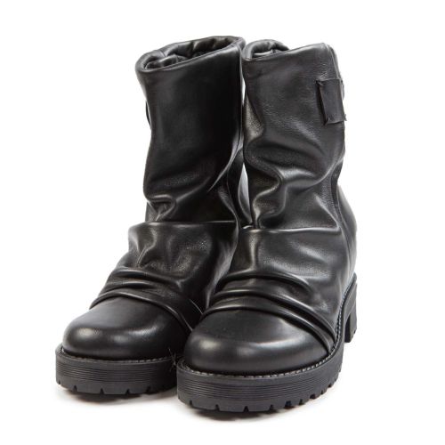 biker arricciato in pelle nera