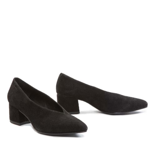 decollete in camoscio nero