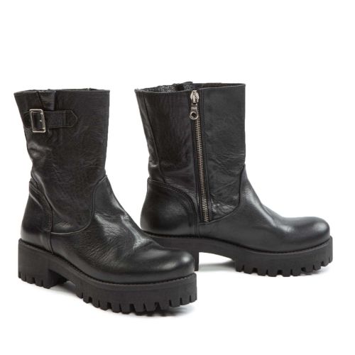 biker fibbia in pelle nera