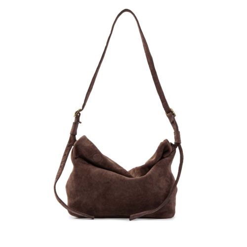 tracolla arrotolata in camoscio ebano