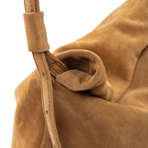 tracolla arrotolata in camoscio cuoio