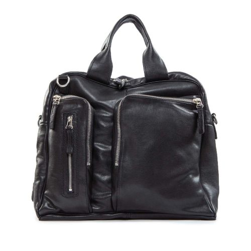 cartella tasche esterne in pelle nera