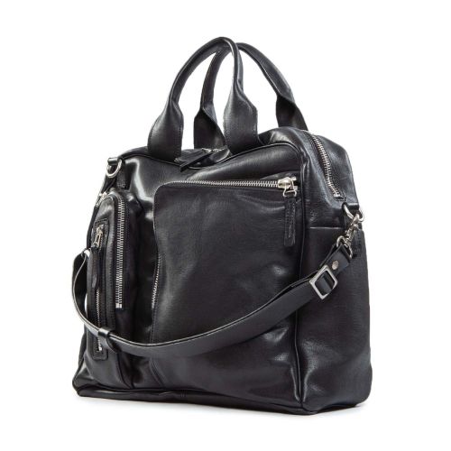 cartella tasche esterne in pelle nera