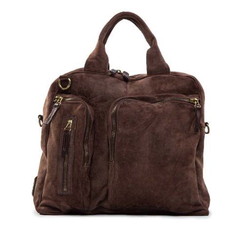 cartella tasche esterne in camoscio ebano