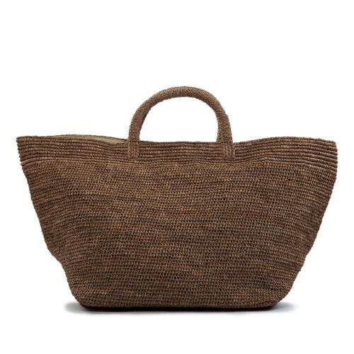 shopper VANILLA in raffia dark tea