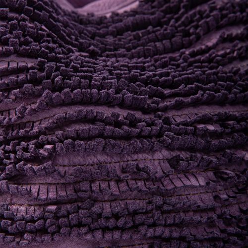 secchiello con frange in pelle melanzana