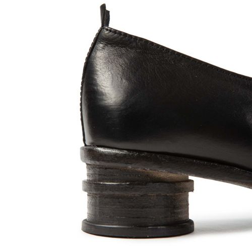 mocassino tacco tondo in pelle nera