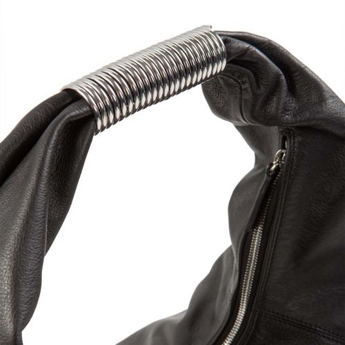 monospalla con maniglia in metallo in pelle nera